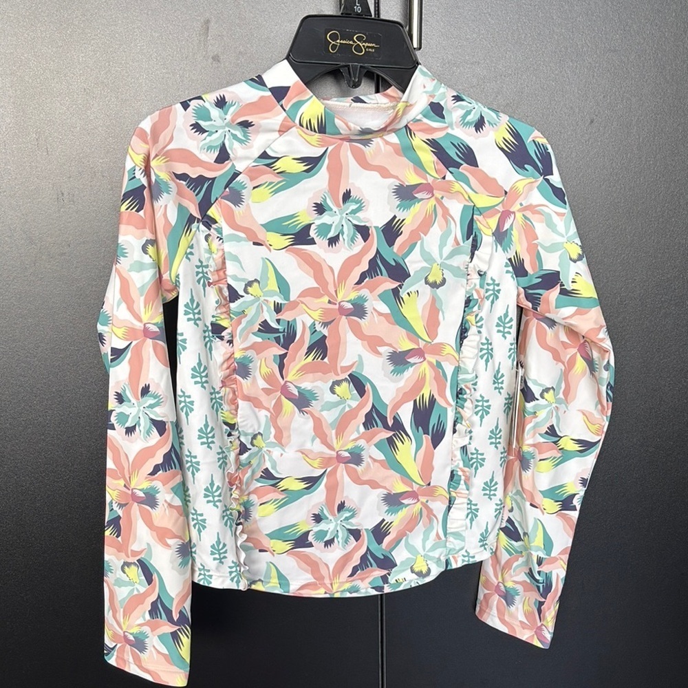 Jessica Simpson UPF 50+ ultraviolet protection,long sleeve,high neck,floral